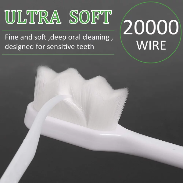 16 Pieces Extra Soft Toothbrush Micro-Nano Manual Toothbrush Adult Toothbrush with 20000 Soft Bristle Good Cleaning Effect for Adult Kid Children Teeth Oral Gum Recession (White Brush Head) - Image 4