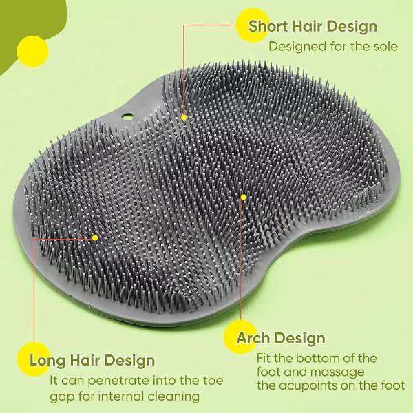 2 Pieces Shower Foot Scrubber Mat Hands Free Back Scrubber for Shower Wall Mounted Bath Massage Pad Back Scrubber Back with Non Slip Suction Cups Foot Cleaner for Men Women (Gray, Green) - Image 2
