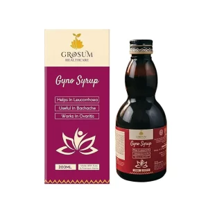 Grosum Ayurvedic Gyno Syrup 200ml | White Discharge & Leucorrhoea Relief | PCOS & Hormonal Balance Support | Supports Regular Periods & Hormonal Balance | Women’s Wellness & Uterine Tonic | 110 Years Ayurveda Expertise