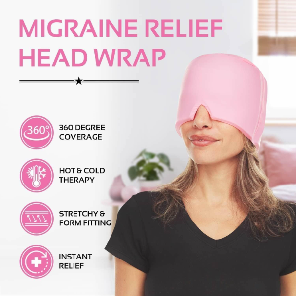 Migraine Relief Hat, Cold Therapy Migraine Relief Cap/Migraine Ice Head Wrap Ice Pack Mask, Cold Compress Headache Relief Cap Ideal for Tension, Sinus (Multicolor) (Pack of 1) - Image 2