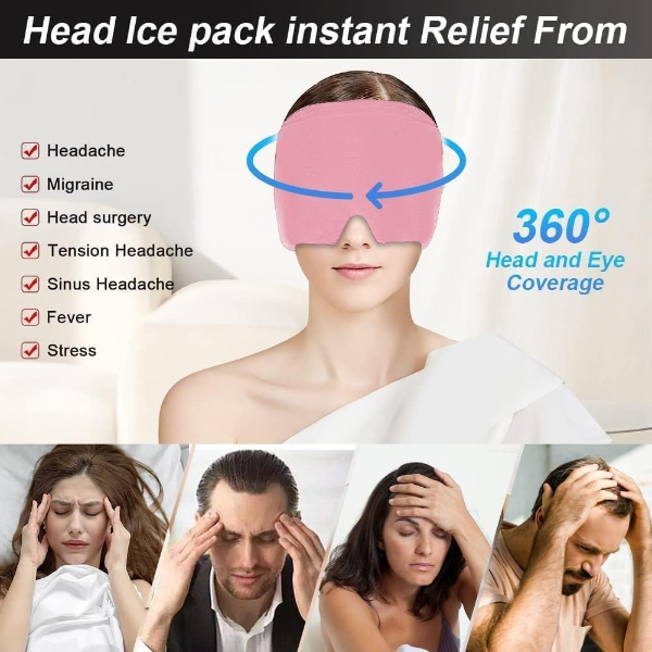 Migraine Relief Hat, Cold Therapy Migraine Relief Cap/Migraine Ice Head Wrap Ice Pack Mask, Cold Compress Headache Relief Cap Ideal for Tension, Sinus (Multicolor) (Pack of 1) - Image 3