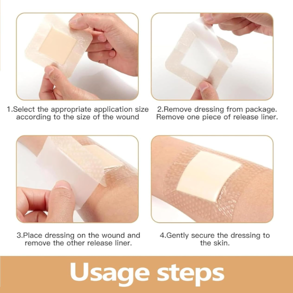 4Pcs Hydrocolloid Bandages, Waterproof Bandage, Dressing Bandage Suitable for Most Skin Types(7.5 * 7.5CM) - Image 3