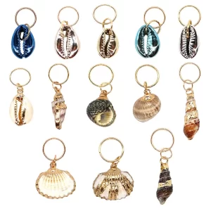 13Pcs Hair Jewelry Rings Decorations Pendants Hair Braid Rings DIY Shell Charms