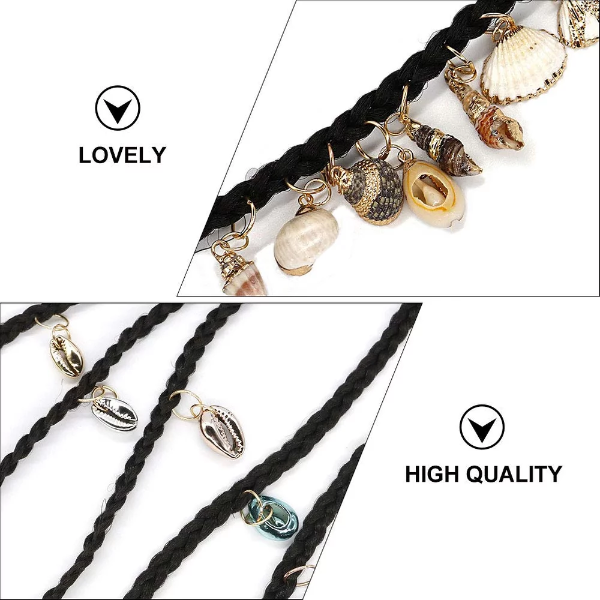 13Pcs Hair Jewelry Rings Decorations Pendants Hair Braid Rings DIY Shell Charms - Image 3