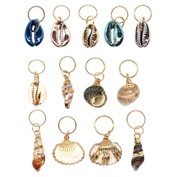13Pcs Hair Jewelry Rings Decorations Pendants Hair Braid Rings DIY Shell Charms - Image 4