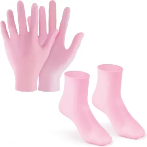 2Pairs Silicone Gel Glove & Sock Foot Care Set Spa Pedicure AntiSlip Moisturizing Socks & Hand Softening Gloves for Dry Cracked Skin