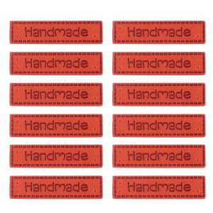 50pcs Handmade Leather Tags with Hole – Durable DIY Clothing Labels for Sewing, Crafts & Handcraft Projects