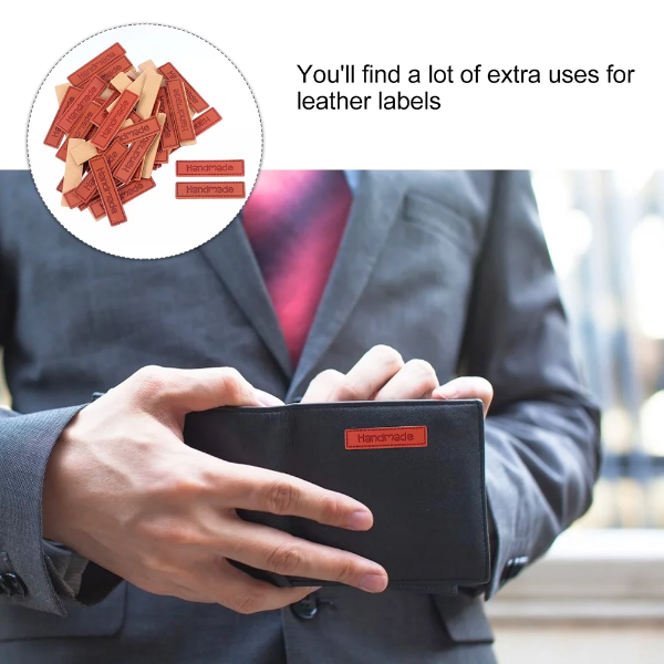 50pcs Handmade Leather Tags Without Hole – Premium DIY Clothing Labels for Sewing, Crafts & Handcrafted Projects - Image 2