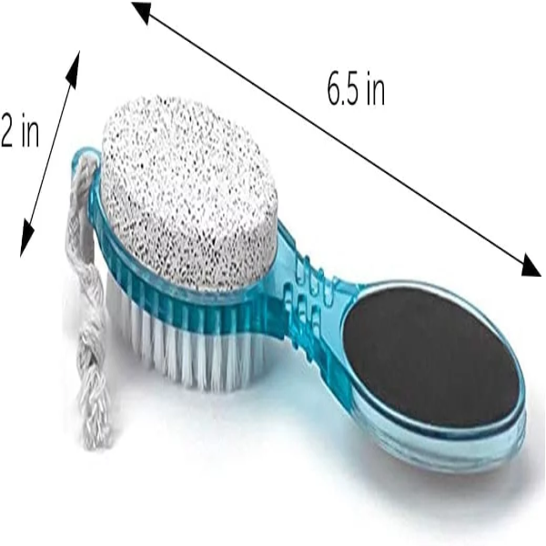 2-in-1 Foot Scrubber and File with Pumice Stone, Hanging Rope, Blue - Image 2
