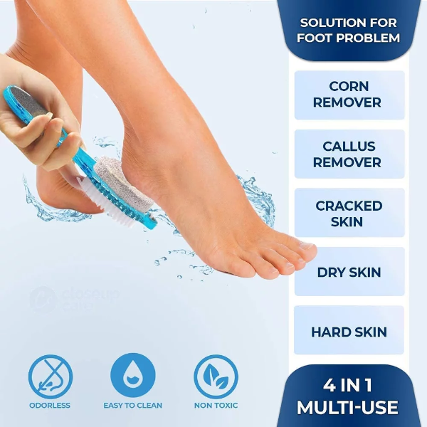 2-in-1 Foot Scrubber and File with Pumice Stone, Hanging Rope, Blue - Image 3