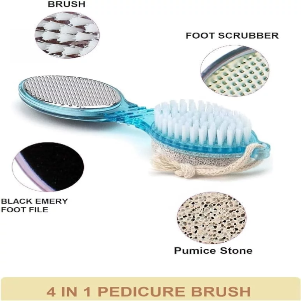 2-in-1 Foot Scrubber and File with Pumice Stone, Hanging Rope, Blue - Image 4