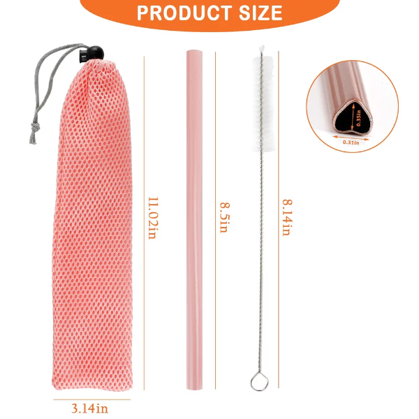 10Pcs Heart Straws Heart Shaped Straws with Silicone Tips Reusable Stainless Steel Straws Silicone Straws with 1 Cleaning Brushes and Mesh Bag for Hot Cold Drinks Valentines Day Birthday Wedding Gifts - Image 3