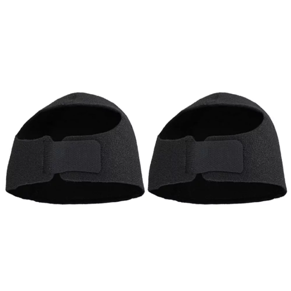 An athlete wearing black adjustable foot heel cushions on both feet to protect against plantar fasciitis shock during an indoor workout in a gym.