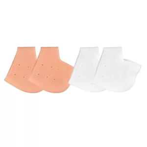 2 pair Silicone Heel Protectors, Heel Pads, Heel Sleeve, Protector, Flexible Soft Heel Protector Elasticity for Outdoor for Man and Woman, for Home for Young People for Office (White And Skin Color)