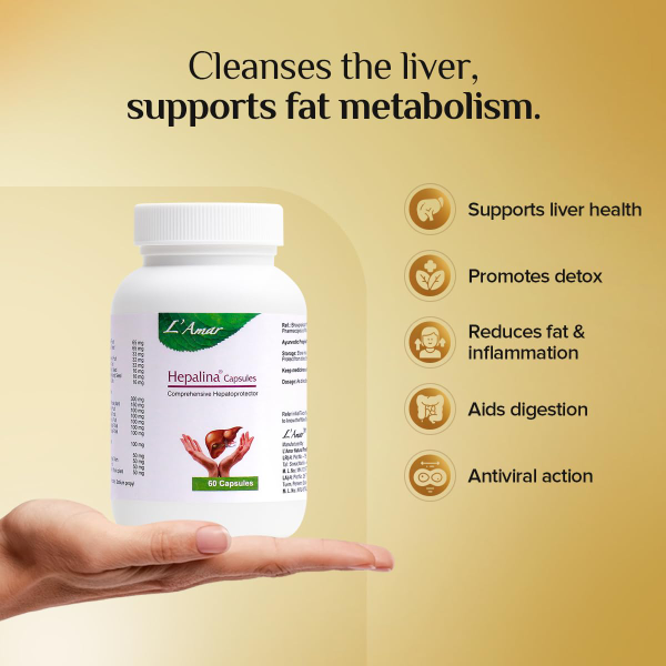 L'Amar Hepalina Ayurvedic Liver Care Capsules- 60 Capsules (Pack of 3)| For support in Liver Detox, Fatty Liver Management, Jaundice Relief & Digestive Wellness - Image 3