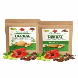 Herbal Hair Mask| Hair Fall Control & Growth |100% Natural Ayurvedic Powder |Pack For Dry & Frizzy Hair | Amla Reetha Shikakai Bhringraj Hibiscus | Prevents Premature Greying (100g) +Free Gloves (Pack of 2)