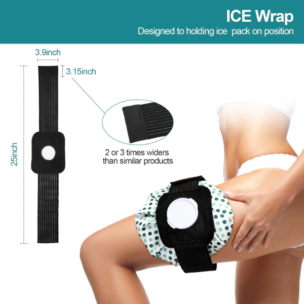 3 Pieces Ice Bag for Injuries Reusable Ice Bags with Adjustable Wrap, Ice Pack for Cold and Hot Therapy and Pain Relief for Knee Leg Injury, 3 Sizes, 11 Inch, 9 Inch, 6 Inch - Image 2