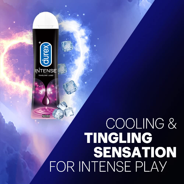 Durex Play Intense Tingling Lubricant Gel (50 ML, Pack of 2) – Water-Based Personal Lube for Enhanced Sensation, Cooling & Tingling Effect for Increased Intimacy and Pleasure