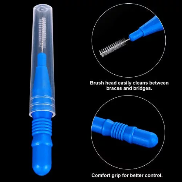 100 Pieces Interdental Brush Toothpick Dental Tooth Flossing Head Oral Dental Hygiene Interdental Brush Dental Flosser Toothpick Cleaners Tooth Cleaning Tool (Red, Blue, Green, Light Blue) - Image 4