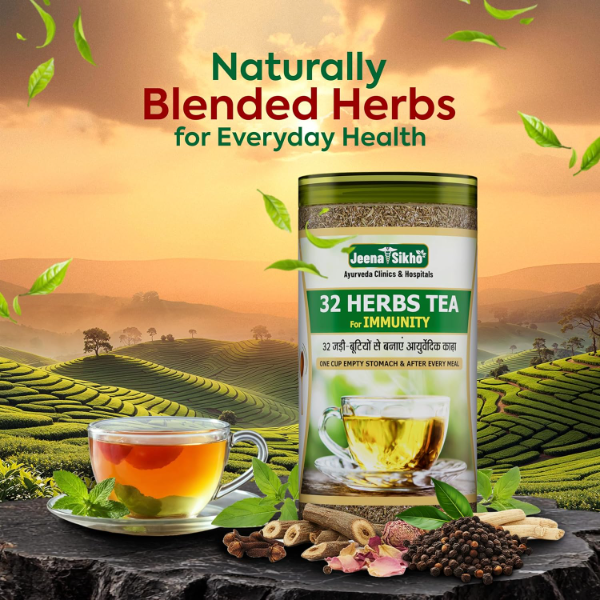 Jeena Sikho 32 Herbs Tea | Herbal Tea With Elaichi, Brahmi, Tulsi, Giloy, Laung, Gulab, Dalchini, Shank Pushpi for Body Detox and Wellness | Natural Detox Kahwa, 250gm - Image 3