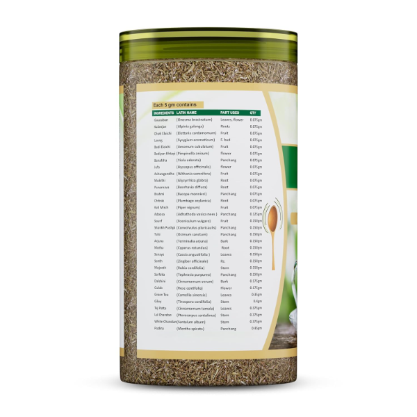 Jeena Sikho 32 Herbs Tea | Herbal Tea With Elaichi, Brahmi, Tulsi, Giloy, Laung, Gulab, Dalchini, Shank Pushpi for Body Detox and Wellness | Natural Detox Kahwa, 250gm - Image 4