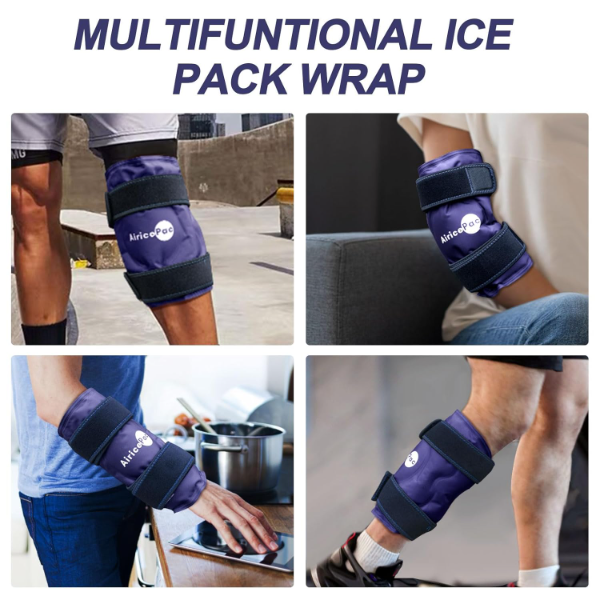 AiricePac Knee Ice Pack Wrap for Pain Relief – Reusable Gel Cold Compress for Injuries, Swelling, Arthritis, ACL & Meniscus Recovery, Post-Surgery Knee Therapy, Blue - Image 4