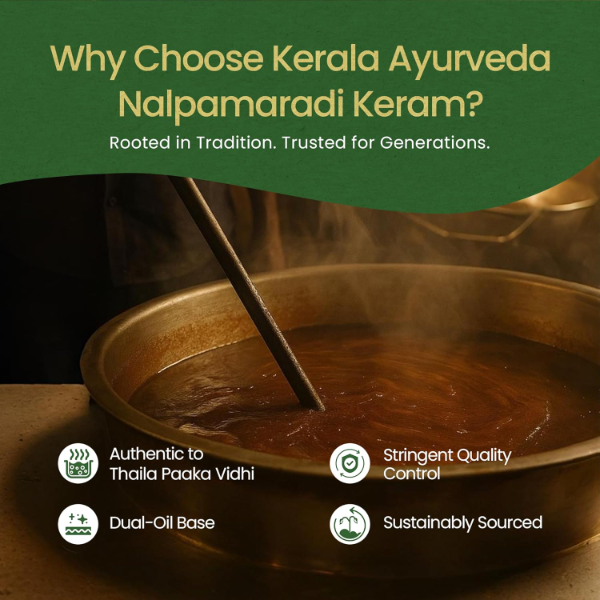Kerala Ayurveda Nalpamaradi Keram | Ayurvedic Tan Removal & Pigmentation Oil for Face & Body | Turmeric Oil for Glowing Skin & Radiance | 200 ml - Image 4