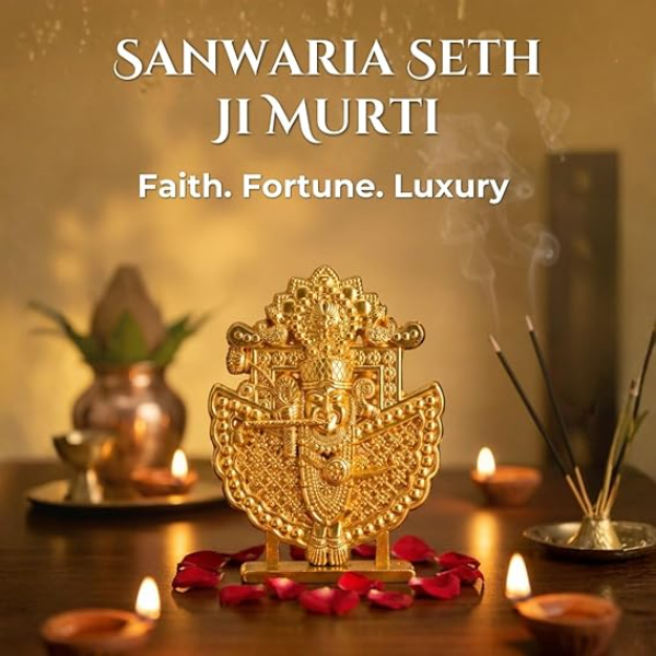 VAMA Sanwariya Seth (Shrinathji) Idol – Siddh in Vrindavan Lord Krishna Murti for Home Mandir, Pooja & Gifting | Decorative Shrinathji Statue for Prosperity & Blessings (7.5 x 5.5 cm)