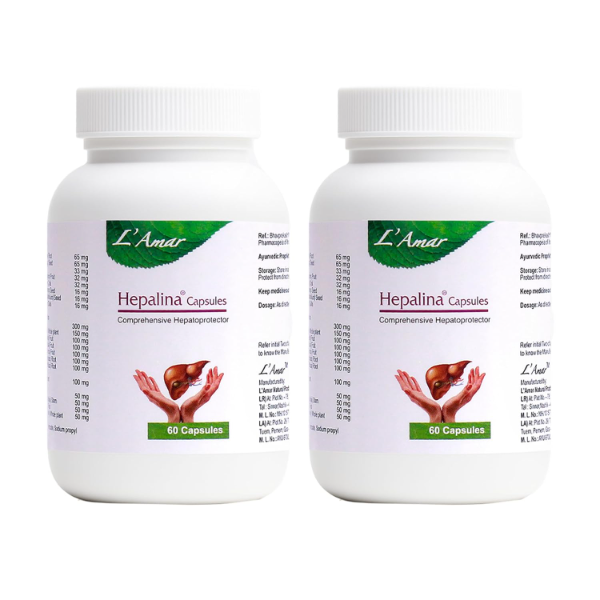 L’Amar Hepalina Ayurvedic Liver Care Capsules- 60 Capsules (Pack of 2)| For support in Liver Detox, Fatty Liver Management, Jaundice Relief & Digestive Wellness