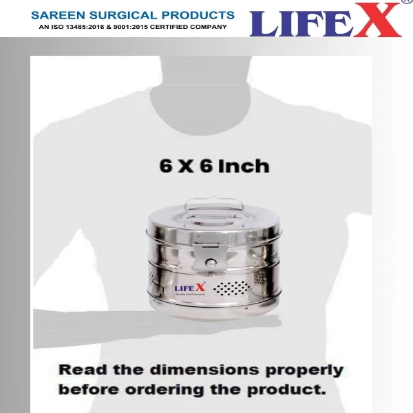 LIFEX 6" x 6" Stainless Steel Dressing Drums | Durable Medical Equipment for Clinics & Hospitals | Sterilization & Storage Solution for Surgical Instruments - Image 2