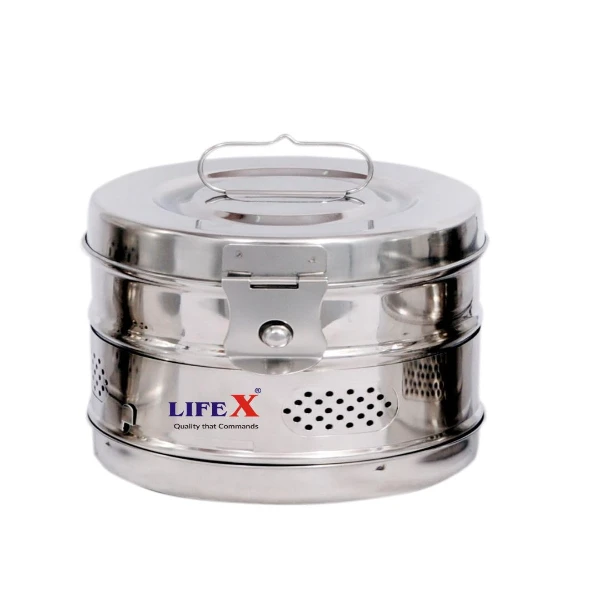 LIFEX 6" x 6" Stainless Steel Dressing Drums | Durable Medical Equipment for Clinics & Hospitals | Sterilization & Storage Solution for Surgical Instruments - Image 3