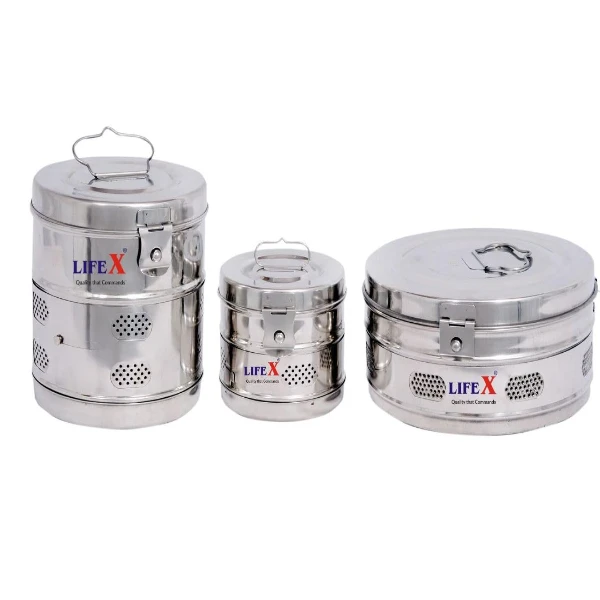 LIFEX 6" x 6" Stainless Steel Dressing Drums | Durable Medical Equipment for Clinics & Hospitals | Sterilization & Storage Solution for Surgical Instruments - Image 4