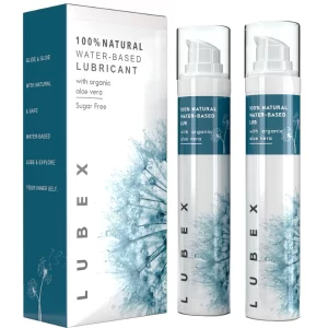 Lubex Natural Water-Based Lubricant Gel with Aloe Vera – Vanilla Flavour | Sugar-Free, Food-Grade Intimate Lube for Her, Him & Couples | 50 g (Pack of 2)