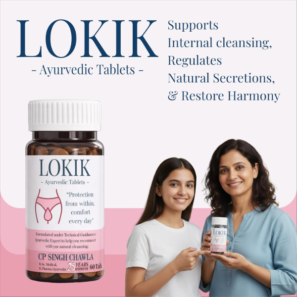 LOKIK Ayurvedic Tablets for Vaginal Discharge Relief | Itching, Smell, Milky, Watery, Thick Discharge, Burning, Redness | 2 Bottles, 120 Tablets | Ayurvedic Medicine - Image 2