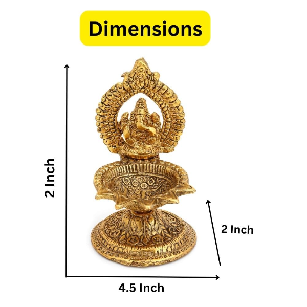 Handcrafted Ganesha Diya Oil Lamp – Decorative Diwali Puja Lamp for Home Temple, Spiritual Decor & Festival Gift | Hindu Oil Diya for Aarti & Worship - Image 2