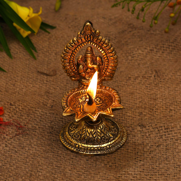 Handcrafted Ganesha Diya Oil Lamp – Decorative Diwali Puja Lamp for Home Temple, Spiritual Decor & Festival Gift | Hindu Oil Diya for Aarti & Worship - Image 4