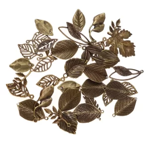 1 Pack Leaf Shaped Pendants Alloy Jewelry Charms DIY Hanging Ornaments Handmade Craft Accessories (Random Pattern)