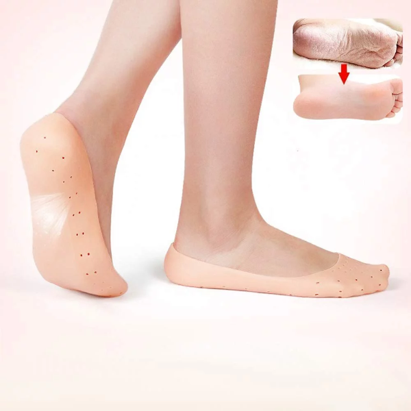 Aahna Full Length Silicone Gel Heel Socks for Cracked Heels & Pain Relief – Moisturizing Foot Care for Men & Women - Image 2