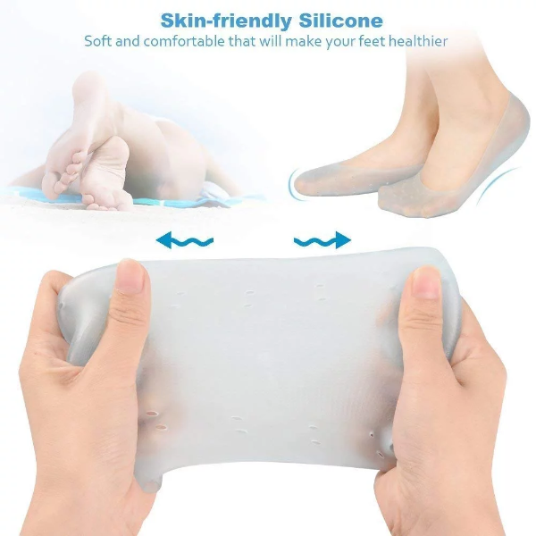 Aahna Full Length Silicone Gel Heel Socks for Cracked Heels & Pain Relief – Moisturizing Foot Care for Men & Women - Image 3