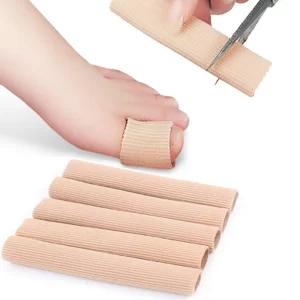 5-Pack Toe Tube Protectors with Gel Lined Cushion – Fabric Toe Sleeves for Bunion Pain, Blisters & Corn Relief (Large Size)