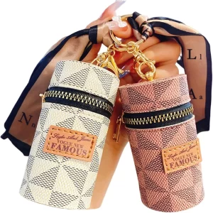 13 Soeme Leather Lipstick Pouch Mini Lip Gloss Holder Keychain for Women & Girls | Portable PU Leather Bag Charm | Travel Chapstick Case, Coin Purse, Earphone Organizer (Multi Color)