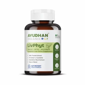 LivPhyt Liver Detox Supplement with Milk Thistle, N-Acetyl L-Cysteine, Dandelion Root & Ayurvedic Herb Blend, Nutraceutical 60 Capsules