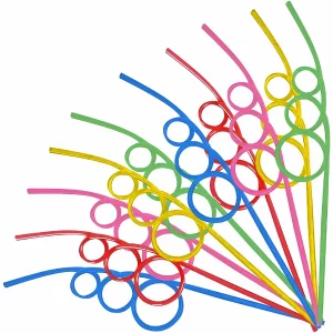 12 Crazy Loop Straws -value pack - assorted color