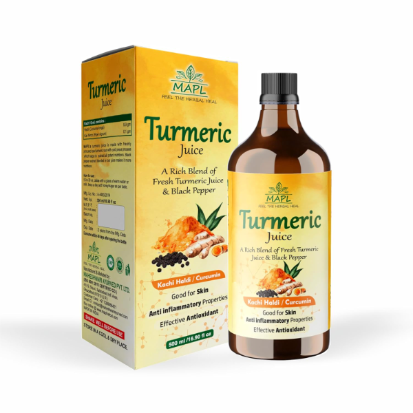 MAPL-Pure & Natural Turmeric Juice | Cold-Pressed Kachi Haldi Juice with Curcumin | Ayurvedic Detox Drink for Immunity, Digestion & Anti-Inflammation, Natural curcumin &piperine | No Added Sugar | 500ml