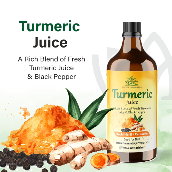 MAPL-Pure & Natural Turmeric Juice | Cold-Pressed Kachi Haldi Juice with Curcumin | Ayurvedic Detox Drink for Immunity, Digestion & Anti-Inflammation, Natural curcumin &piperine | No Added Sugar | 500ml - Image 2