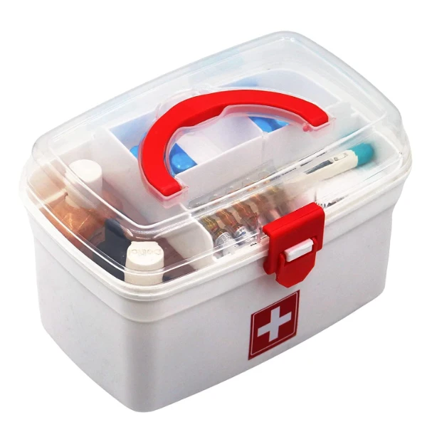 MARKWELL Multicolor First Aid Storage Box with Handle for Homes.