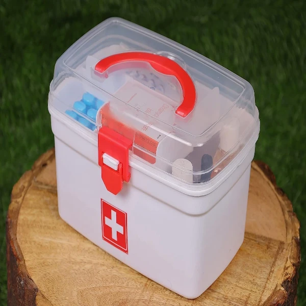 MARKWELL Plastic Rectangular Medicine Box, Medical First Aid Multi-Purpose Storage With Handle - Image 2