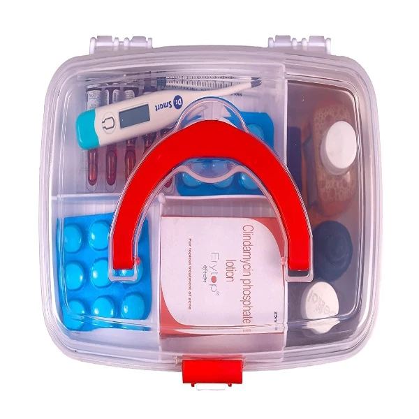 MARKWELL Plastic Rectangular Medicine Box, Medical First Aid Multi-Purpose Storage With Handle - Image 4