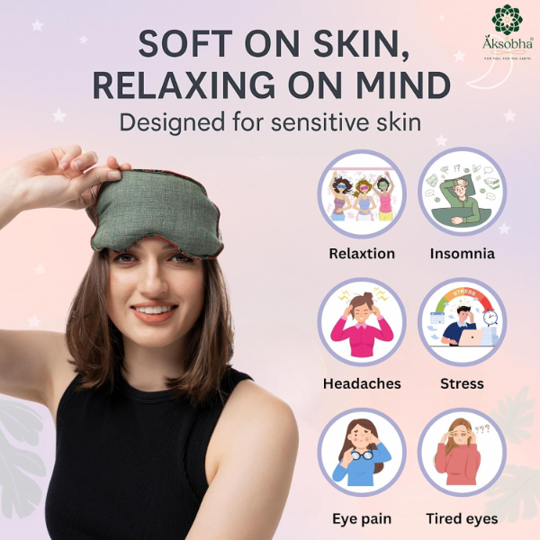 Aksobha Reusable Eye Mask for Migraine & Puffy Eyes – Hot & Cold Therapy Pack for Headache, Sinus Relief & Insomnia, Eco-Friendly, Handmade & Chemical-Free (Assorted Colours) - Image 4