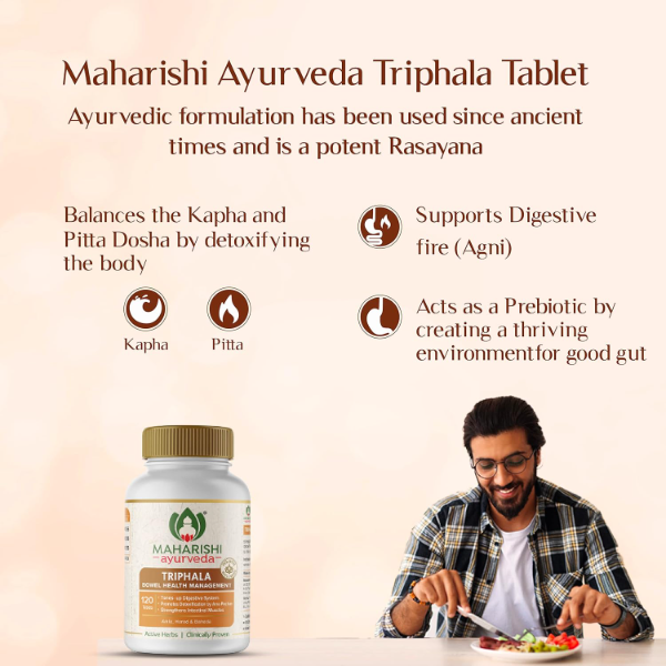 Maharishi Ayurveda Triphala Tablets 1000mg 120 Tablets | Supports Healthy Digestion | Improves Bowel Wellness| Relieves Constipation | Pure Herbs Used | (Pack of 1)) - Image 2